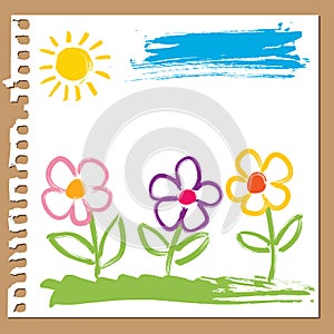 Childlike painting - flowers