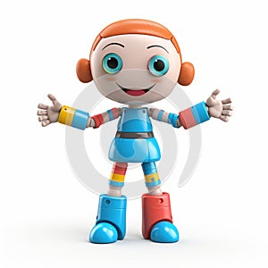 Childlike Wonder: Colourful Robot Toy With Open Arms