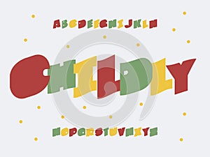 Childly font. Vector alphabet