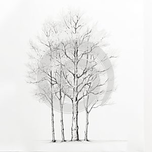 Childproof Drawing: Simple And Incomplete Poplar On White Background