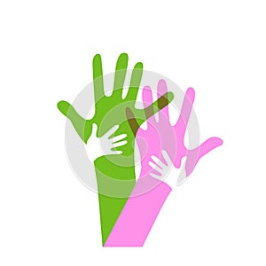 Children and adults hands