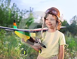 Children with airplan toy