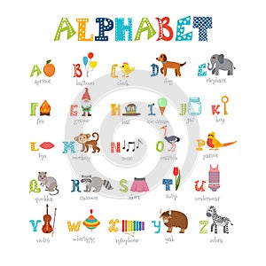 L'alfabeto Carino progettazione della pittura gli animali un prossimo ridicolo elom 