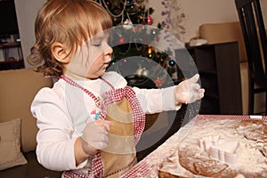 Children apron cooking gingerbread cookies kitchen