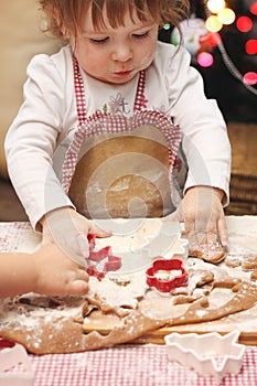 Children apron cooking gingerbread cookies kitchen