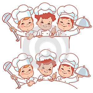 Children as little chefs. Banner.