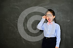 Children as teacher showing shocked emotion