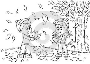 Children in autumn