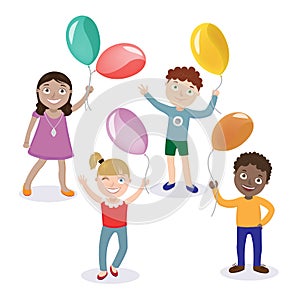 Children with Balloons. Happy Children. Boy with Balloon