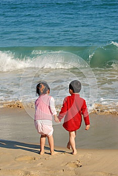 Children in the beach photo