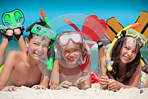 Children at beach snorkeling
