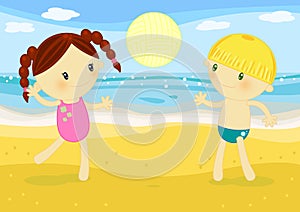 Children beachvolley match