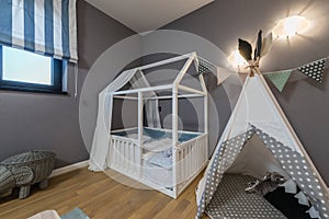 Children bedroom interior in a luxury villa