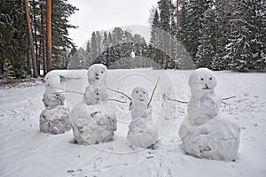 Children blinded snowmen