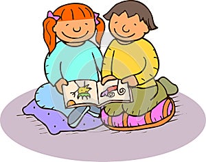 Children with a book