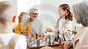 Fratello un sorella scacchi mentre soggiorno nonni 