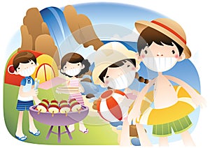 children campaigning. Vector illustration decorative design