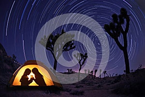 Children Camping at Night in a Tent