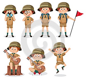 Children in camping outfit