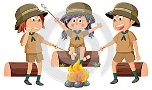 Children in camping outfit