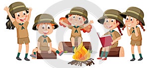 Children in camping outfit