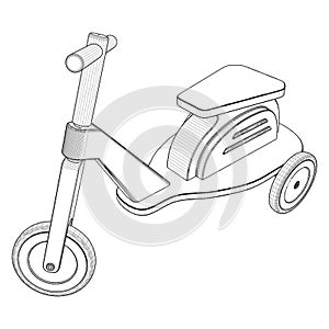 Children Car Bicycle Vector. Illustration Of Kids Bike Isolated On White.
