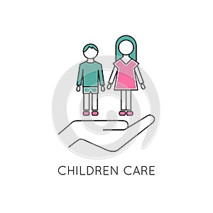 Children care line icon