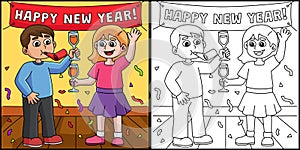 Children Celebrating New Year Illustration