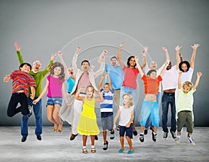 Children Celebration Jumping Ecstatic Happiness Concept