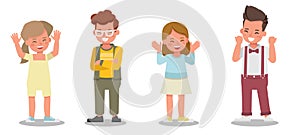 Children character vector design. Presentation in various action with emotions feeling happy. no5