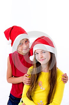 Children in christmas caps