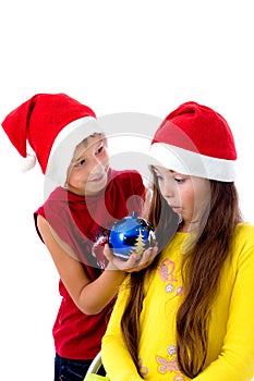 Children in christmas caps