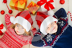 Children with Christmas decorations