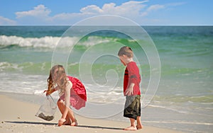 Children Collecting Seashells