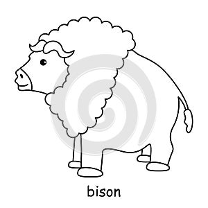 Children coloring book on the theme of animal vector, bison