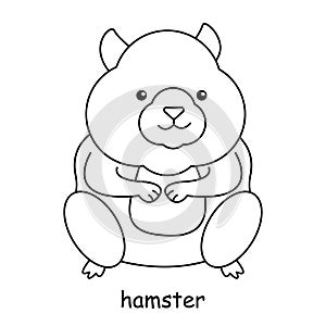 Children coloring book on the theme of animal vector, hamster