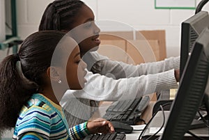 Children at a computer