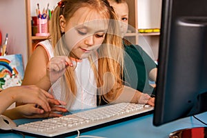 Children computer class us for education and video game.