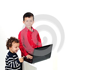 Children and computer laptop