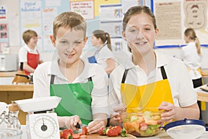 Children in cooking class