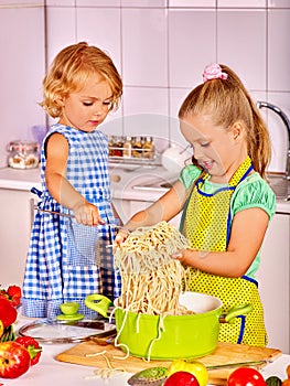 Children cooking at kitchen