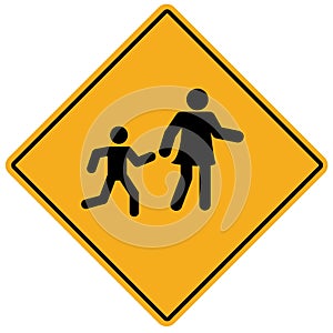 Children crossing icon on white background. school sign. school warning symbol. flat style