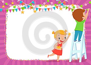 Children decorating for a party photo