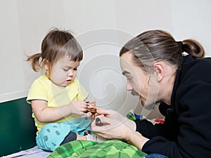 Children development - dad teaching child, father and daughter