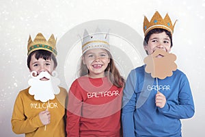 Children disguised as three wise men photo