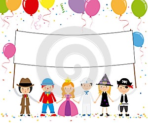 Children disguised for a party photo