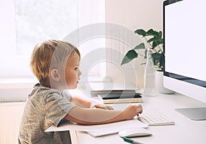 Children distance education concept. Kids online learning