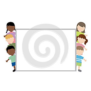 Children diversity with blank board