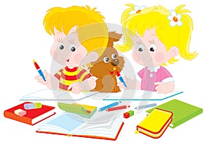 Children do homework