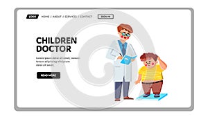 Children Doctor Consulting Oversize Patient Vector